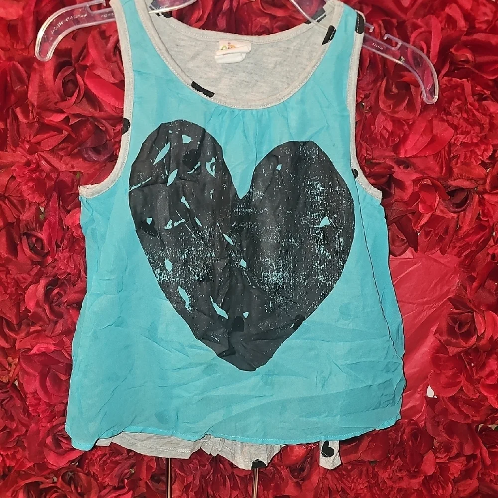 Circo Blue Sleeveless Graphic Layered Tank Size 7/8